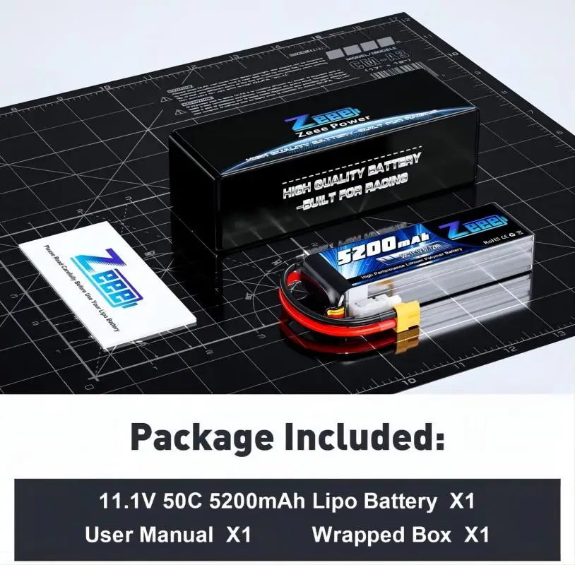 Zeee-batería Lipo 3S de 11,1 V, 50C, 5200mAh, enchufe XT60 para coche de control remoto, tanque, helicóptero, cuadricóptero, barco, camión, avión,