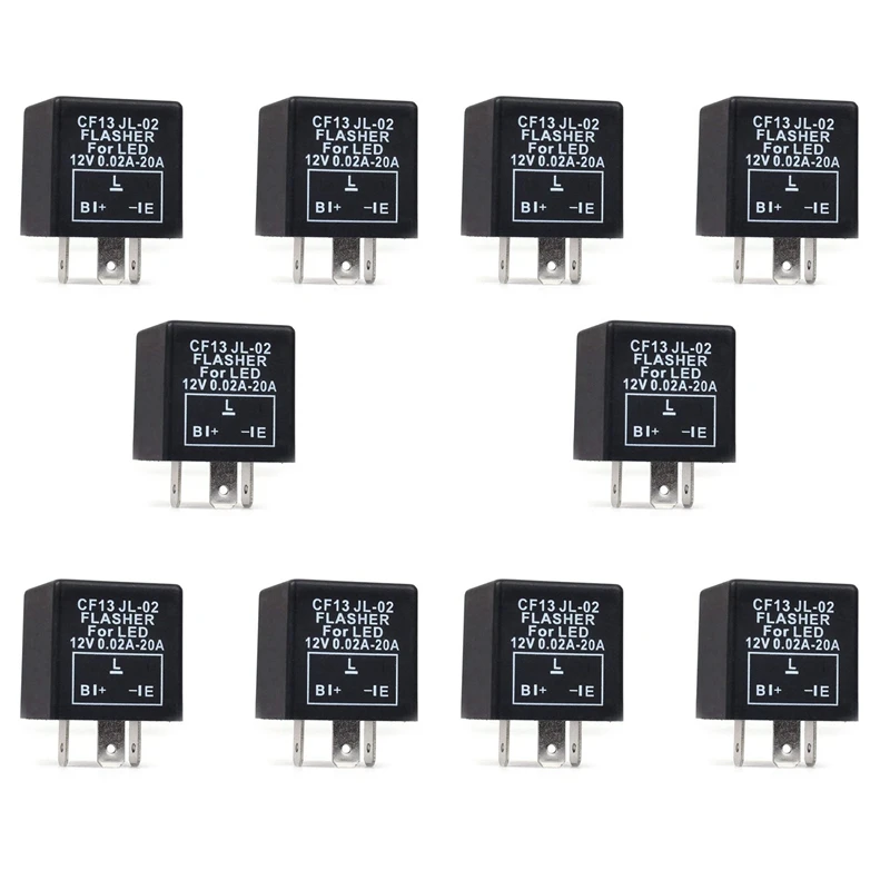 10X Car 3-Pin CF-13 Electronic LED 12V Flasher Relay Fix For Turn Signal Blinker