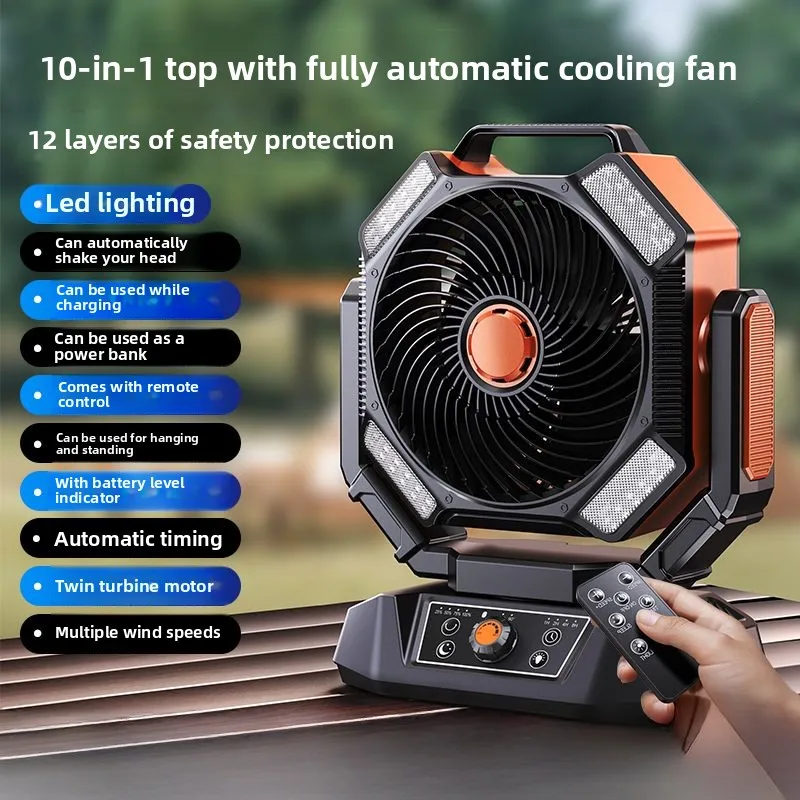 

Outdoor Camping Charging Electric Fan Usb Big Wind Cooling Artifact Student Dormitory with Silent Long Battery Life.