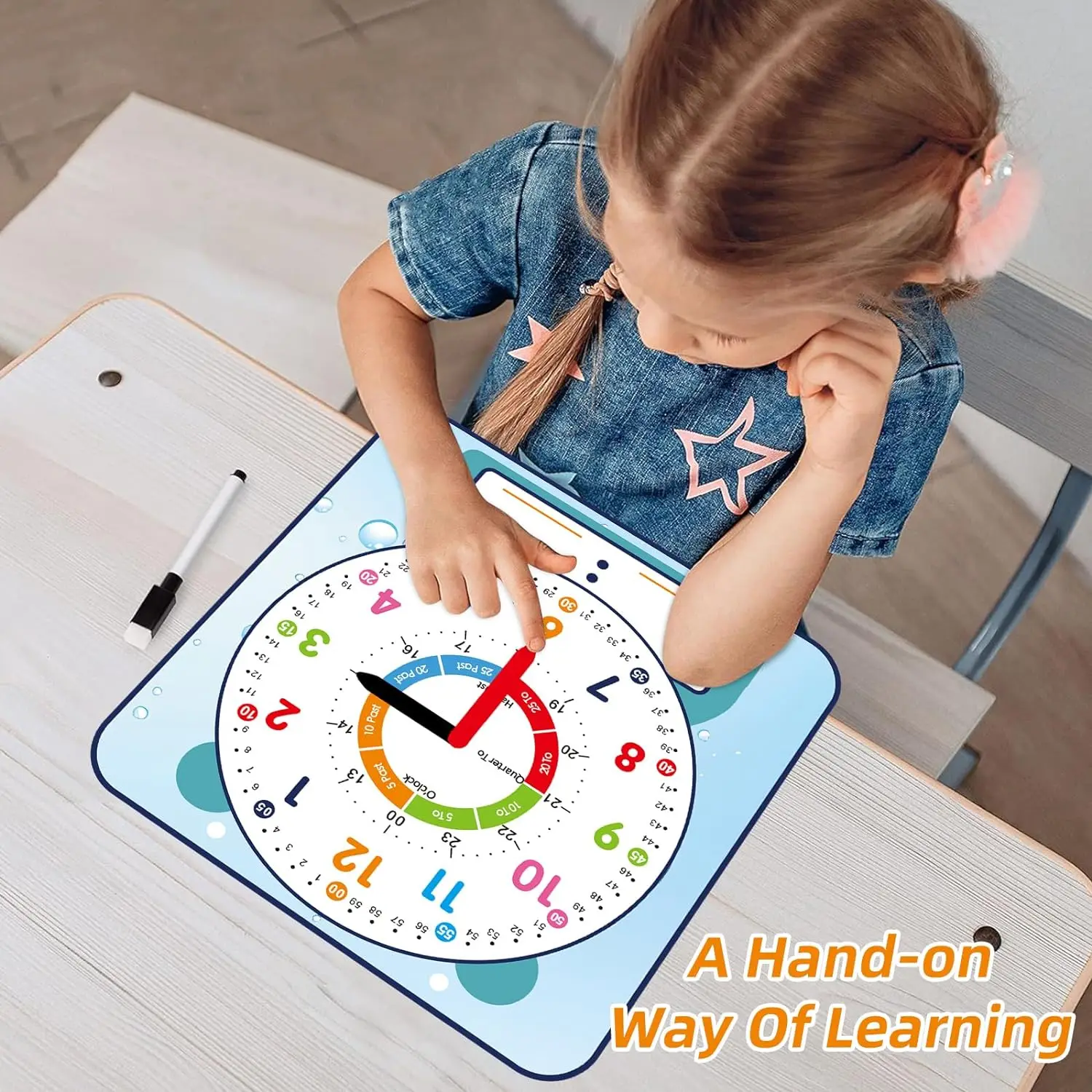 Magnetic Writable Dry Erase Teaching Clock with Pen Teaching Demonstration Clock for Kids Learning Time Classroom Supplies