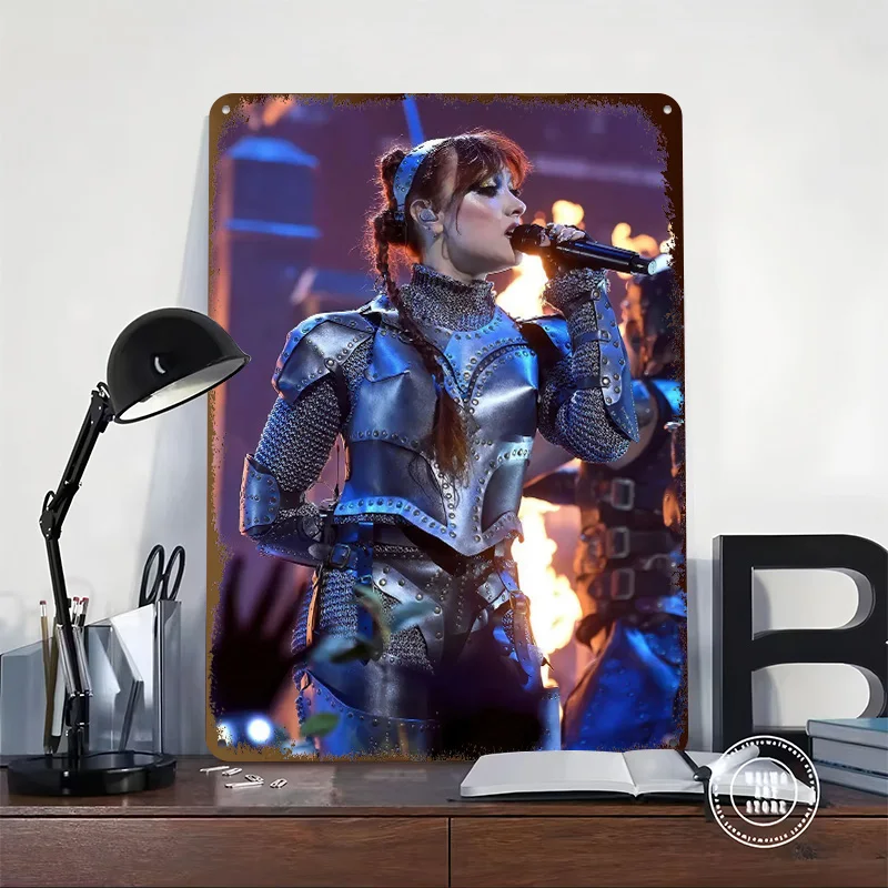 Singer in Knight Armor on Stage Metal Poster Customized Wall Art Retro Vintage Tinplate Signs for Man Cave Bar Accessories House