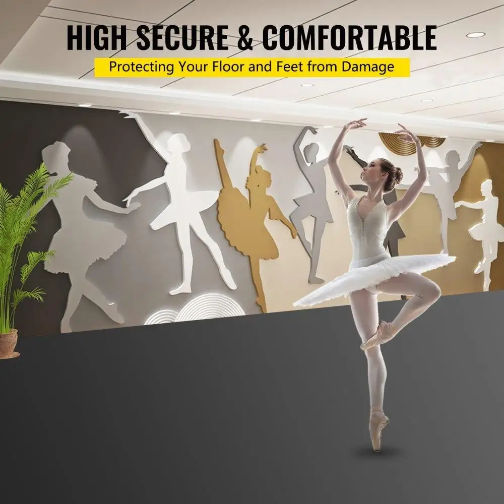 Portable 6.6x49.2ft Dance Floor Roll - PVC Non-Slip, Wear-Resistant, Easy-Clean Grey/Black for ballet & Practice
