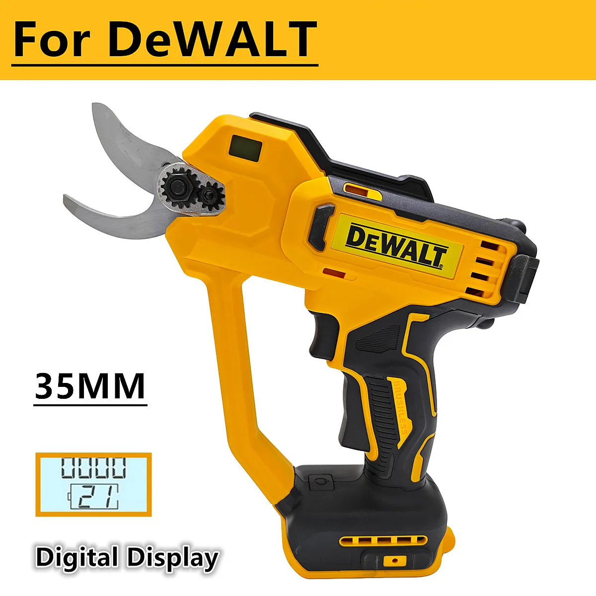 

For DEWALT 20V Battery Brushless Electric Scissors 35MM Cordless Pruning Shears Electric Branches Cutter Digital Display Tools