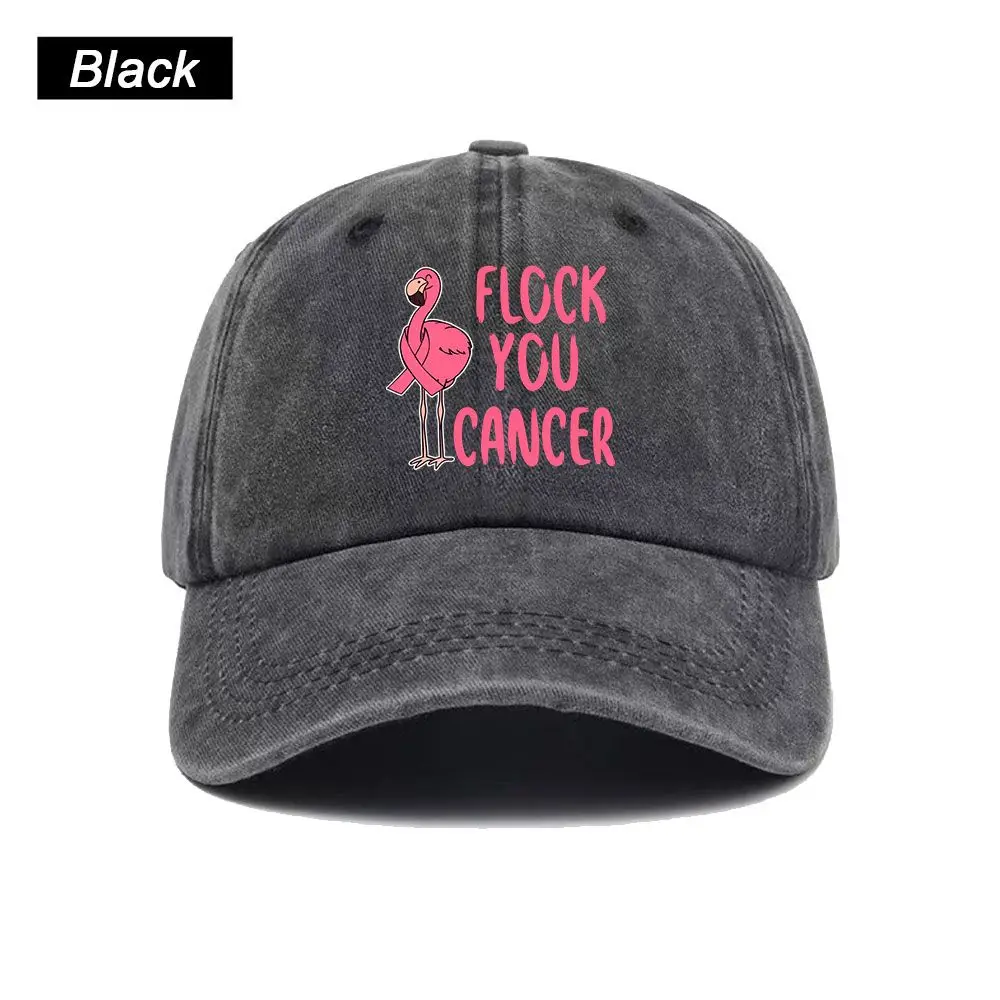 Vintage Washed Baseball Cap Calm The Flock Down Pink Flamingo Print Graphic Unisex Golf Dad Casual Low Profile Cotton Hat