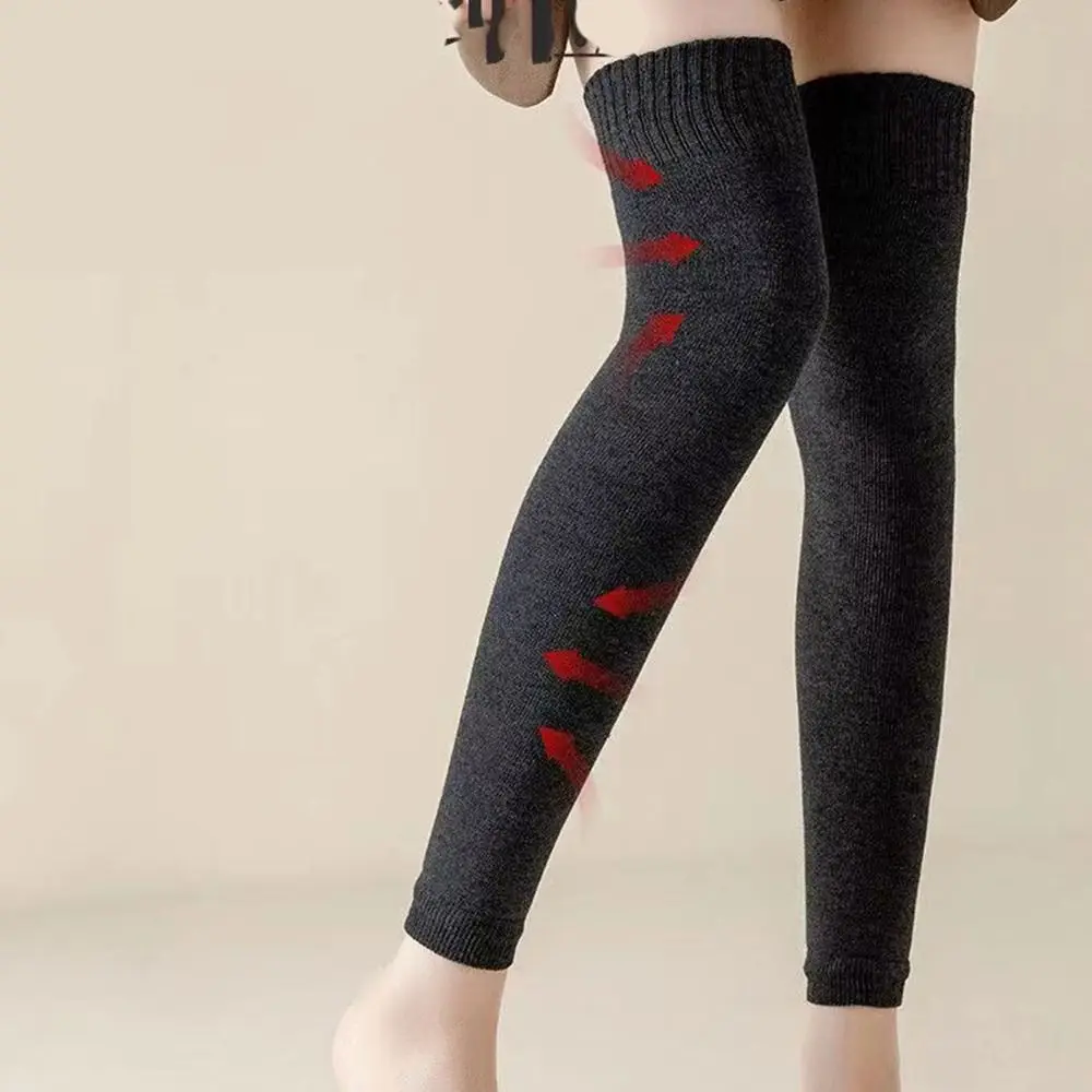 Comfortable Keep Warm Knee Protector Long Socks Thigh Knitted Foot Cover Thickened Solid Color Women Leg Warmers Autumn