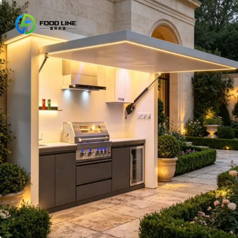 Mobile Home Outdoor Kitchen BBQ Island Sink Grill Stainless Steel 304 Chrome Plated Remote Control Flame Safety Device Easily