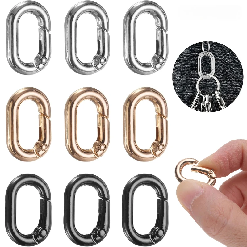 5Pcs Metal Oval Carabiner Clasp Clip Snap Hook Spring Openable Keyring DIY Pendant Connector Dog Chain Buckle Bag Carabiner