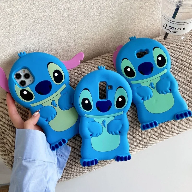 Disney Cartoon Stitch Creative 3D Silicone Phone Case for IPhone 11 12 13Pro Max XR XS Max 7 8P Cute Modeling Anti-drop Cover