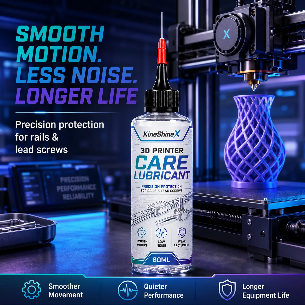 3D Printer Lubricant 60ml – Precision Protection for Rails & Lead Screws, Smooth Motion, Low Noise