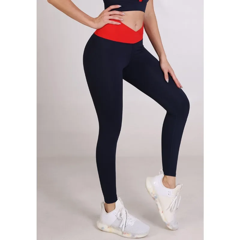 

Krisnanas Spliced V-shaped Waist Sportwear Yoga Pants for Women 2025 Training Gym Clothes Wrap Tights Leggings Female Clothing