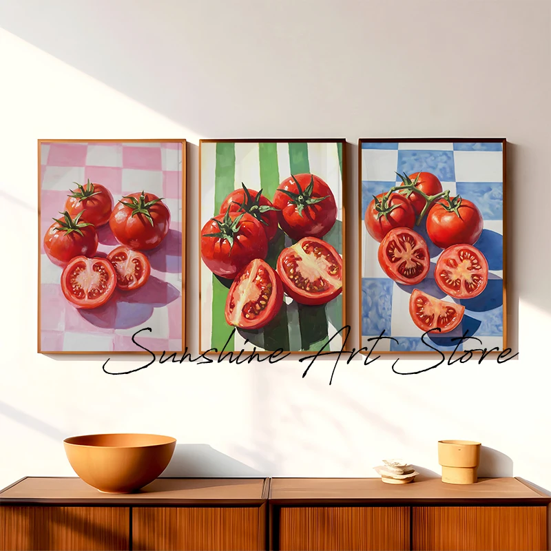 Kitchen Tomatoes Poster Foodies Home Dining Room Kitchen Decor Canvas Painting Cake Feast Prints Wall Decoration Colorful Prints