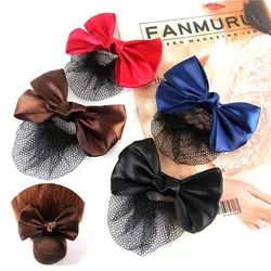 Headwear Bow Hotel Airline Stewardess Ponytail Clip Hairgrips Cover Net Korean Bun Snood Women Spring Clips DIY