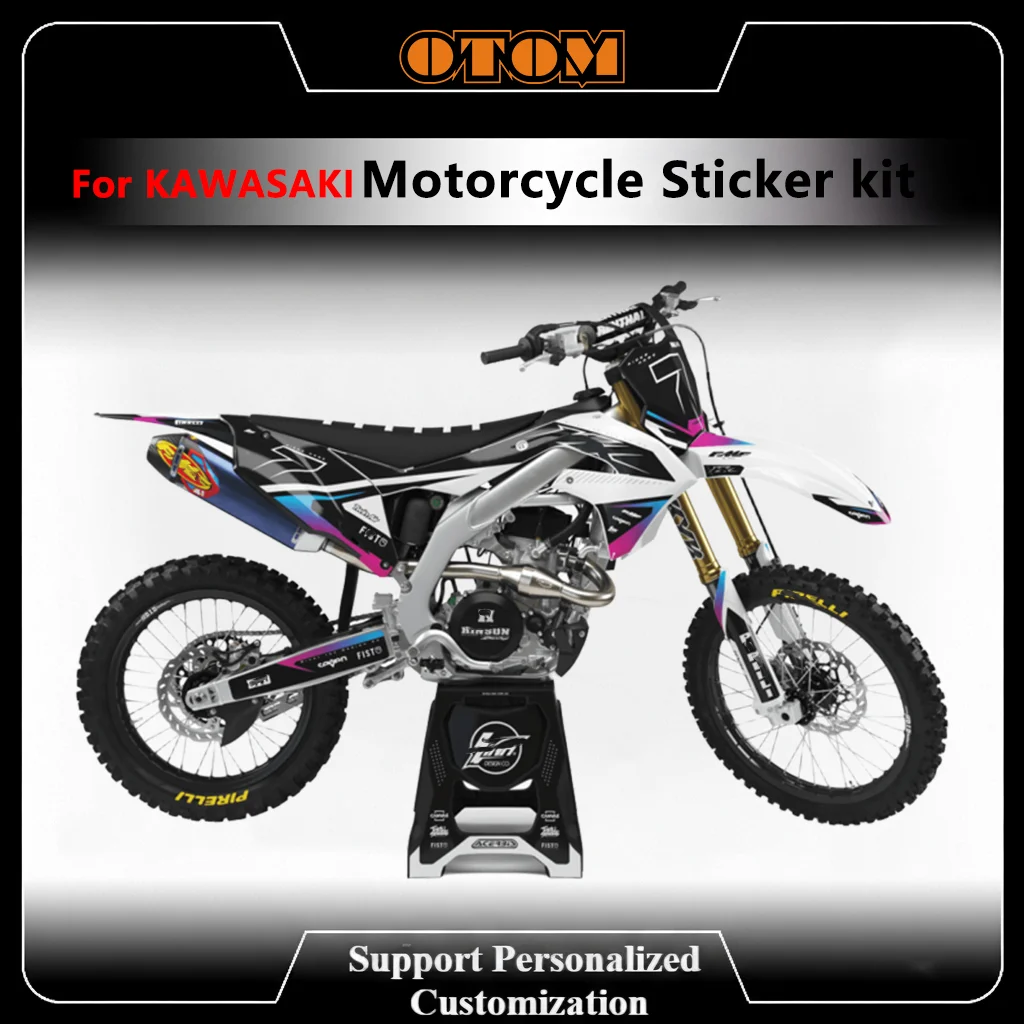 otom-motocross-customize-graphics-decals-for-kawasaki-kxf250-450-kx250f-2021-2024-holographic-chrome-gravel-sticker-kit