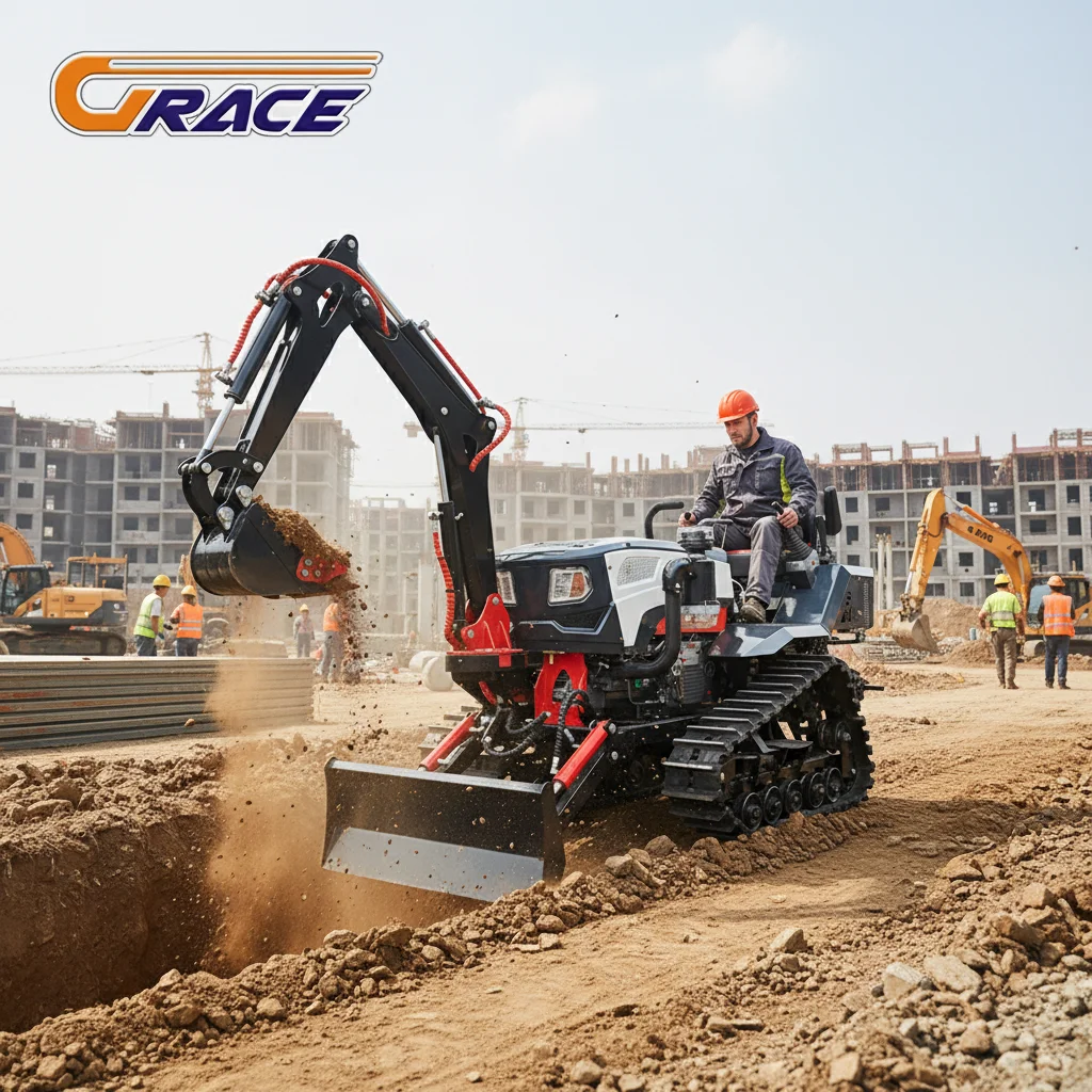 

Cost-Effective 25HP 35HP Crawler Tractor With Excavator Mini Diesel Tiller Agricultural Farming Cultivator