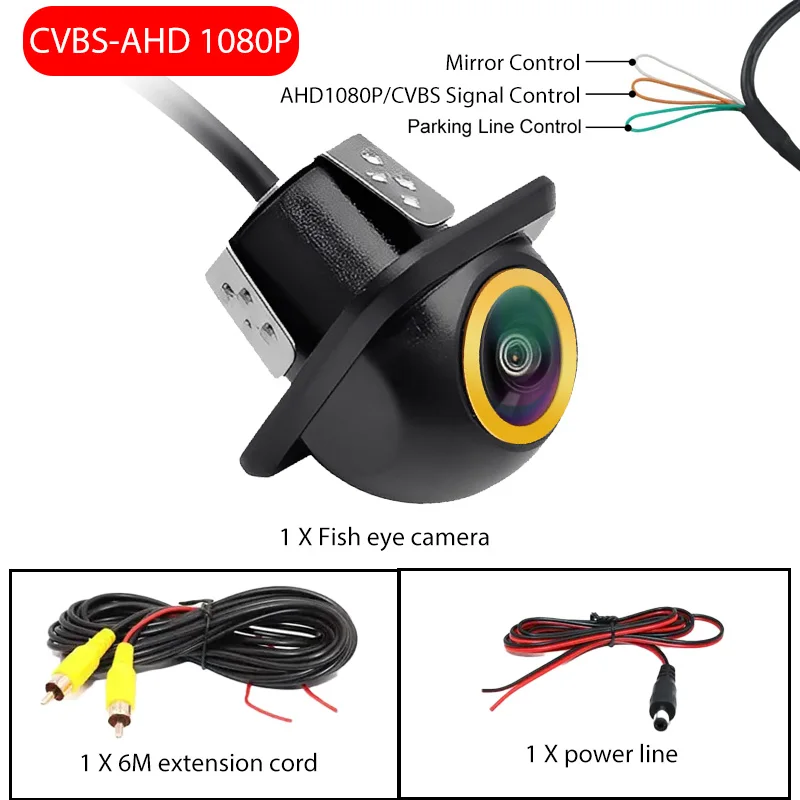 AHD CVBS Auto Frontkamera Rückfahrkamera Seitenkamera 170° ° Fisheye HD Nachtsicht Wasserdichte Strohhutförmige Bohrhalterungskamera