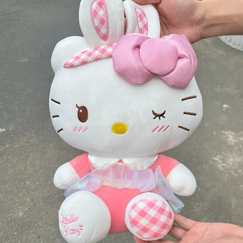 Poupées en peluche d'animaux de dessin animé pour enfants, chat KT, jouets Anime Kitty, décor de chambre Kawaii, coussin de canapé doux, cadeaux de Noël et d'anniversaire