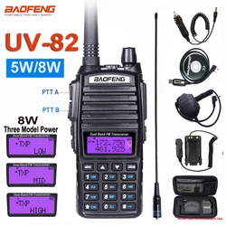 Baofeng UV 82 Walkie Talkie Real 5W 8W Ham Radio Comunicador Dual PTT Long Range 2 Way Portable FM Amateur Radio Station