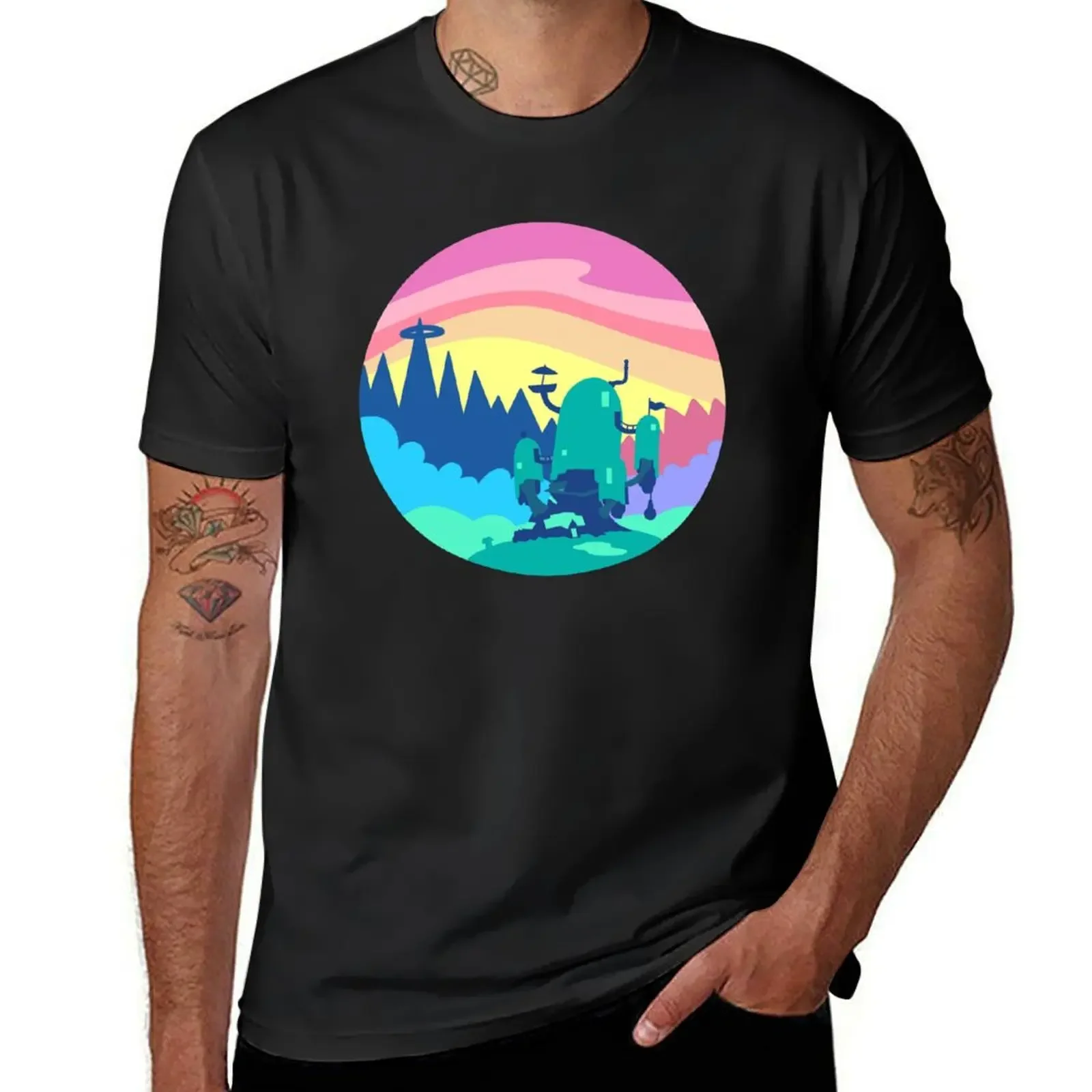 Tree House Vector Landscape T-Shirt boys whites plus size clothes Blouse oversizeds Men's clothing