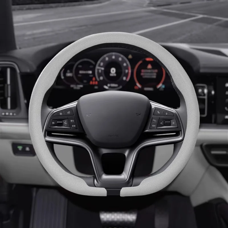 

Leather D cut Auto Steering Wheel Cover Ultra-Thin Breathable Non-Slip D Shape Sport Car Steering Wheel Protector Accessories