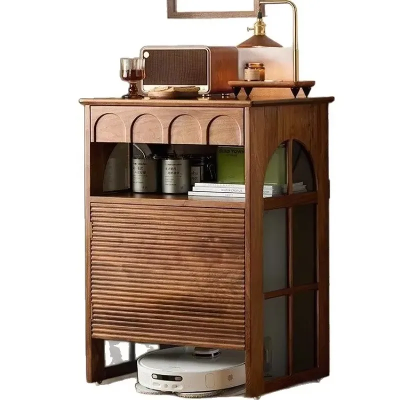 d1 home retro solid wood sweeping robot storage cabinet storage shelter hidden cabinet