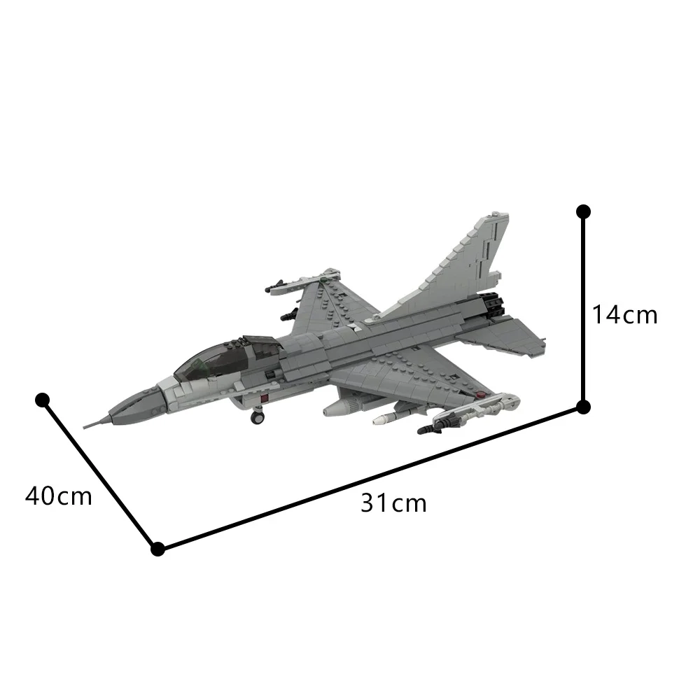 MOC F-16 Fighting Falcon Modello in scala 1:35 Building Blocks US Militare Viper Fighter Design fai da te assemblato Giocattolo di mattoni Regalo per adulti