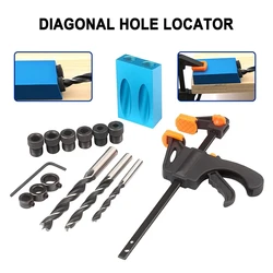 7-15pc blue 15° inclined hole locator woodwork drilling adjustment limiter F clamp three point woodwork drill installation tool