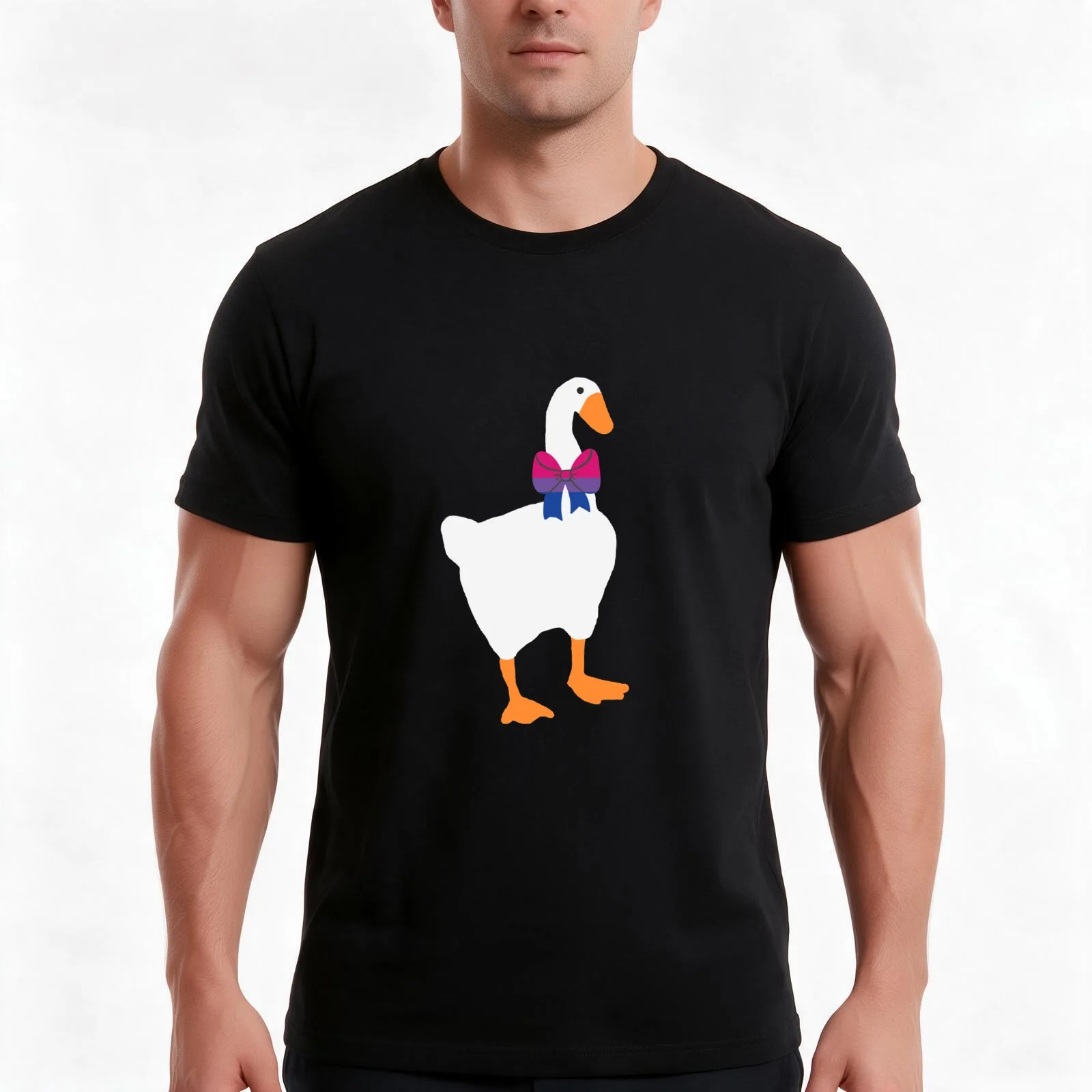 Horrible goose - Bisexual flag Ribbon T-Shirt Summer Casual Cotton Tee Oversized Streetwear Tops Vintage Graphic Print