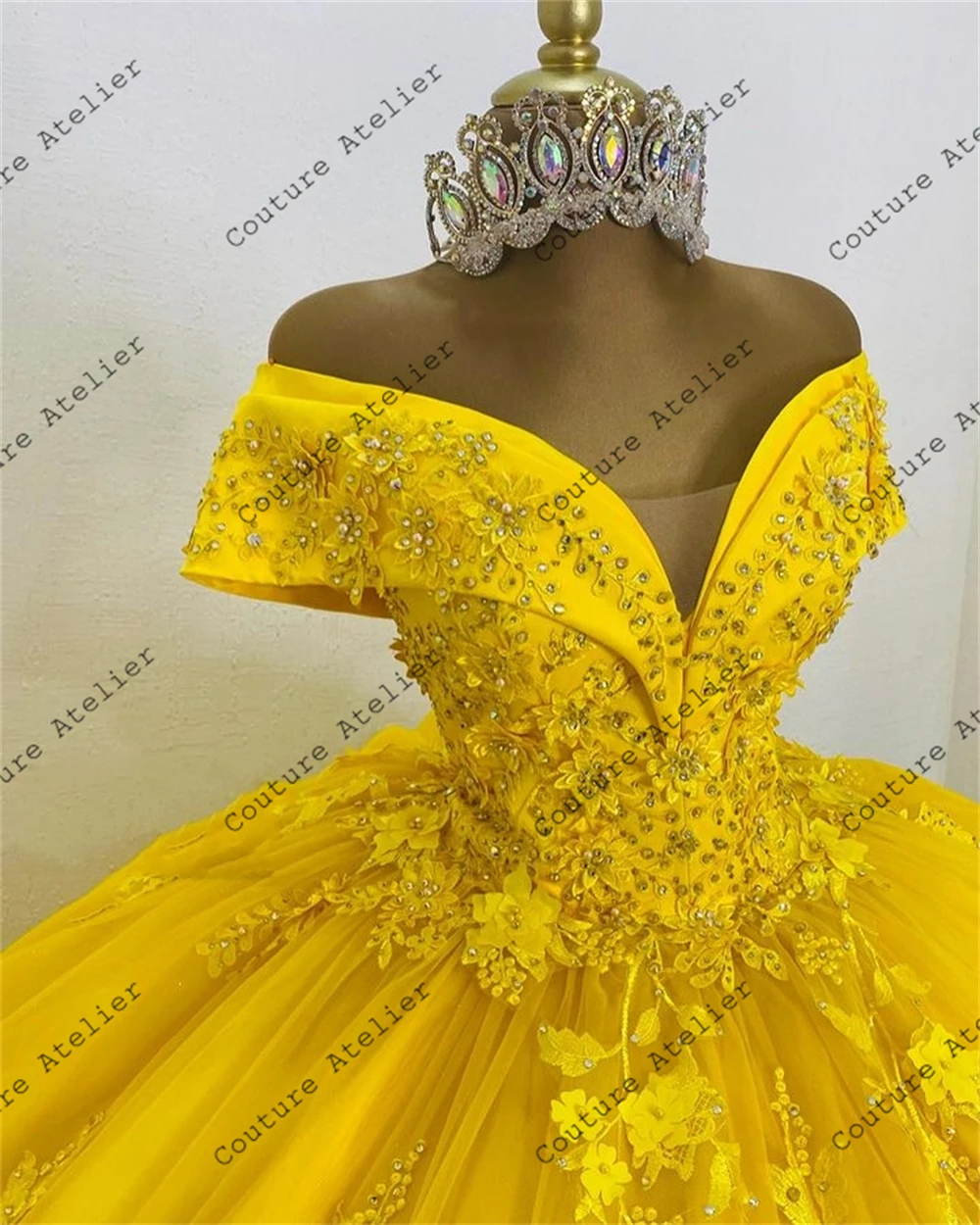 Pizzo giallo messicano con spalle scoperte 15 anni abito Quinceanera 2024 abito dolce 16 abito da festa Lace Up vstidos de gala