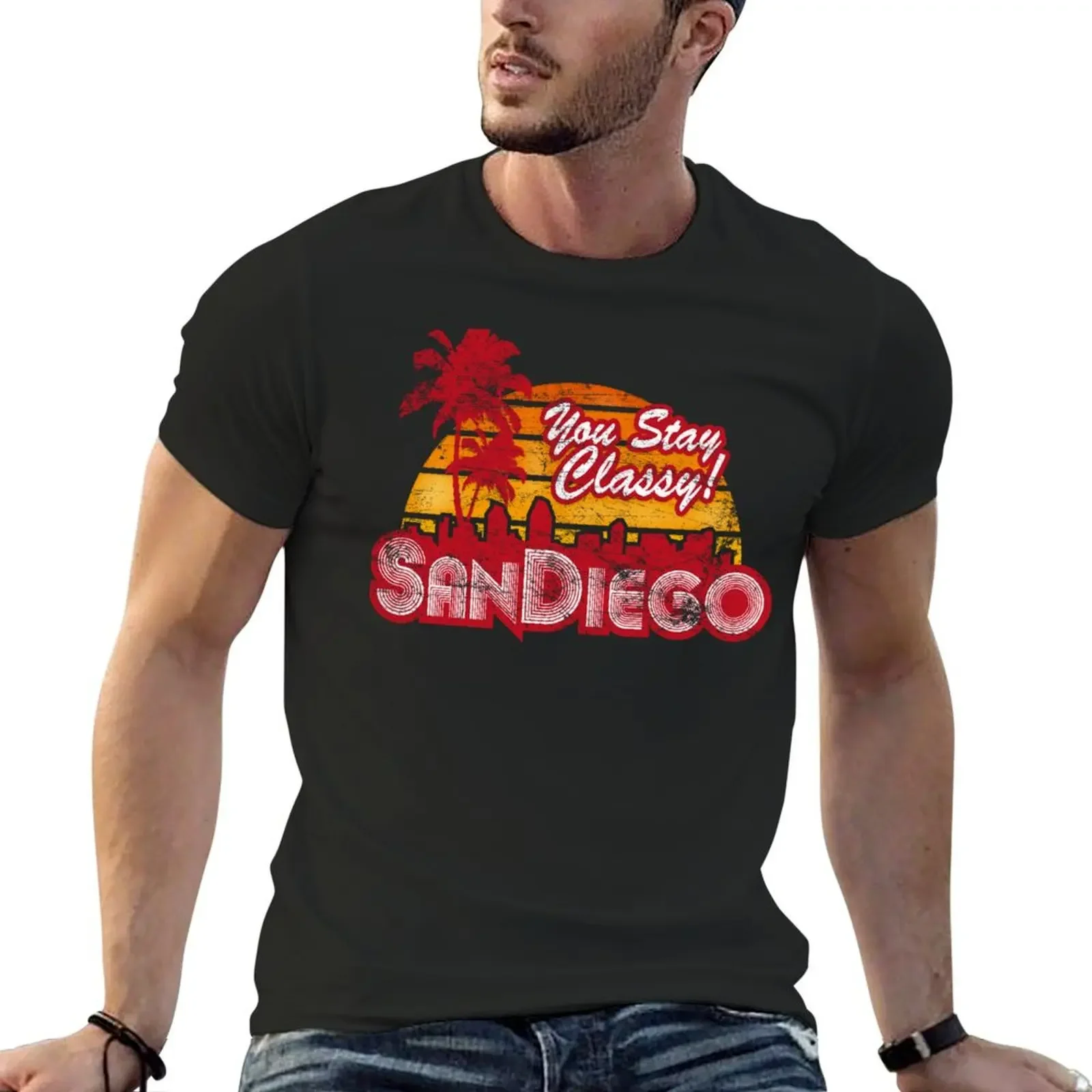 You Stay Classy! San Diego (Worn look) T-Shirt vintage graphic tee vintage clothes graphic tee shirt oversized t shirts for men