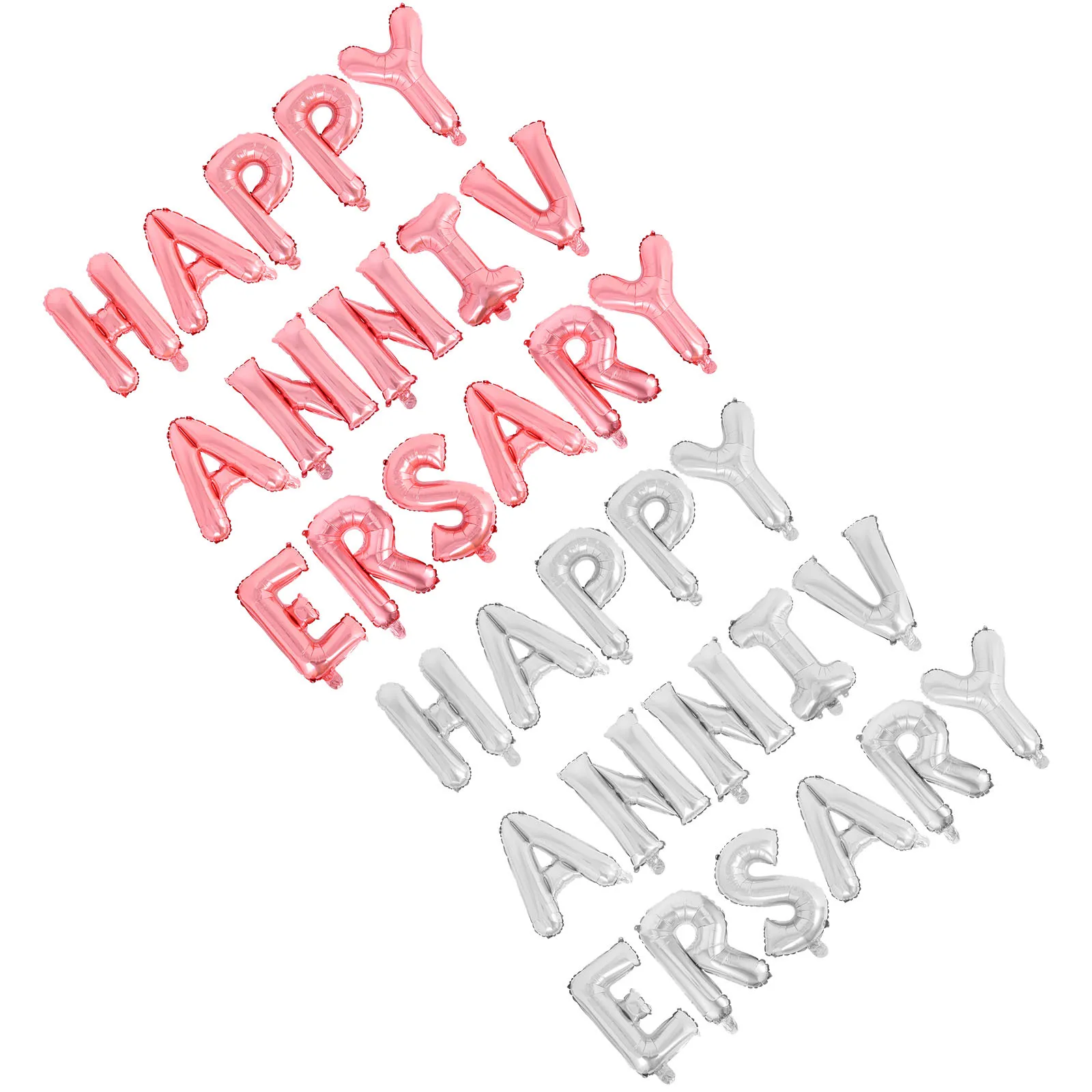 مجموعتان من بالونات الذكرى السعيدة من رقائق الألومنيوم لتزيين حروف حفلات الزفاف والاحتفال بالونات مجموعة زينة الذكرى السنوية