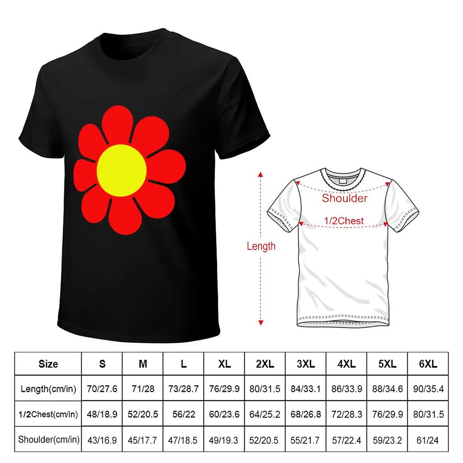 Red Yellow Hippy Flower Daisy T-Shirt Plus Size Non-Shrink T-Shirt
