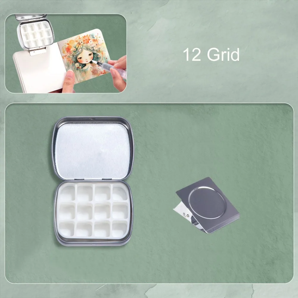 

Портативная акварельная коробка с 12/24 сетками, железная дорожная коробка для акварельных красок, пустая уличная коробка для пигментов с зажимом, товары для рукоделия