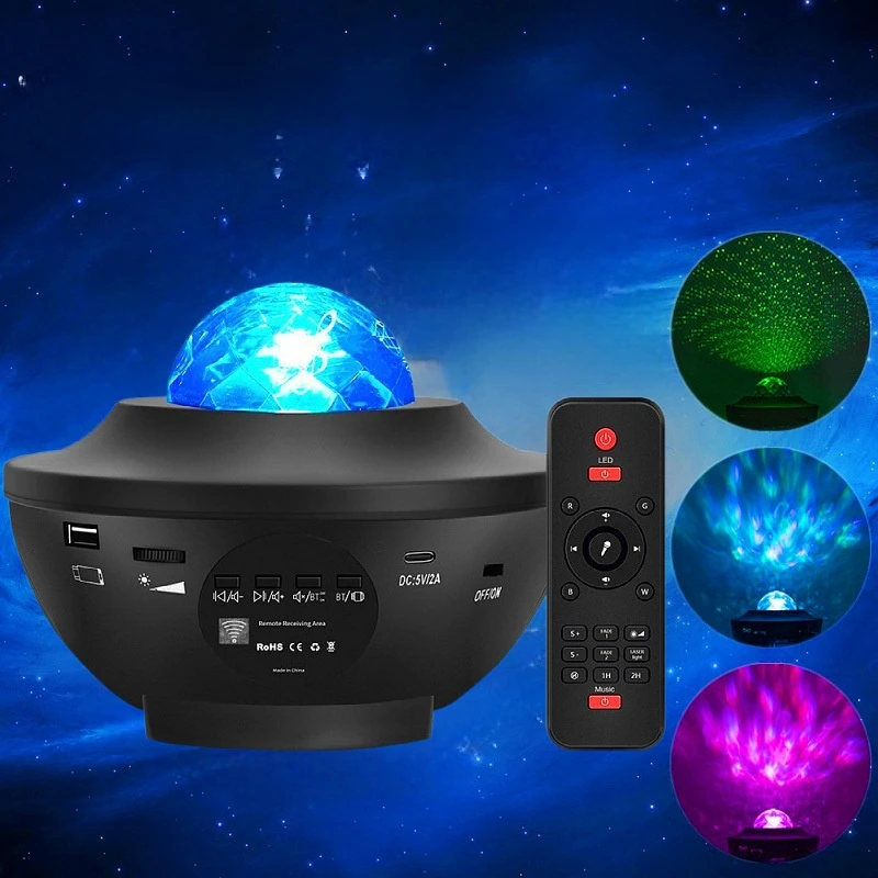 Headlamp remote control rotating Bluetooth music bowl lamp crystal aurora decorative atmosphere lamp nightlight