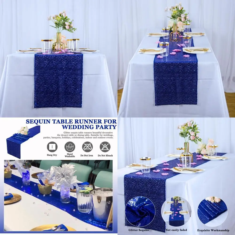 

Royal Blue Sequin Table Runners, 12 Packs, 12x120 Inches, Perfect for Weddings, Birthdays, and Baby Showers