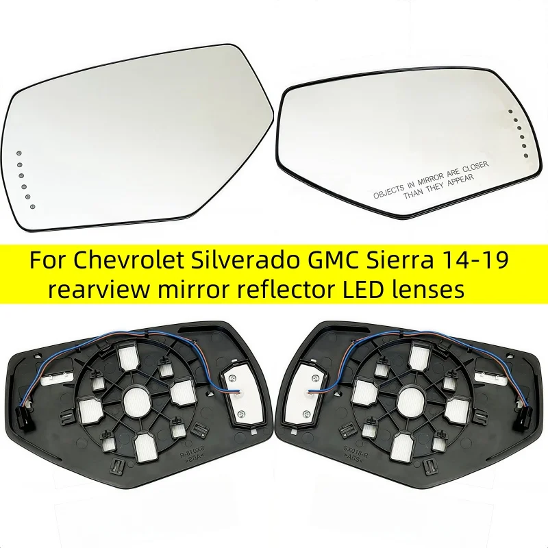 

For Chevrolet Silverado GMC Sierra 2014-2019 rearview mirror reflector LED lenses Car Left/Right Side Heated Mirror Glass