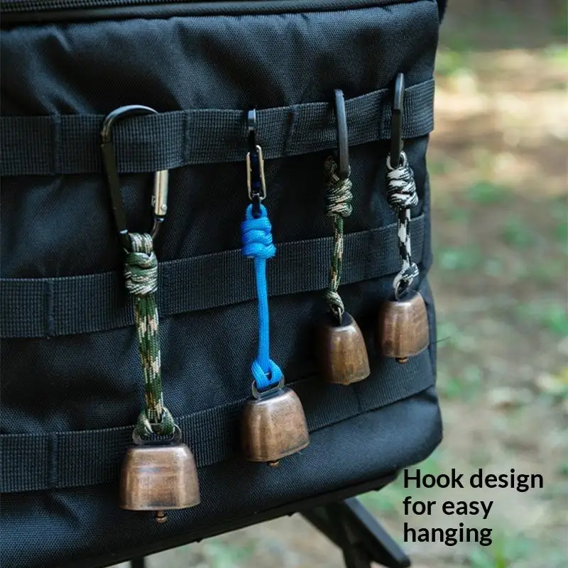 Outdoor-Metall-Bärenklingeln mit Paracord-Lanyard und Metallhaken zum Wandern, Camping und zum Abschrecken von Tieren – Detail 7