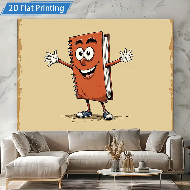 [2D FLAT] 1pc 4x16inch Metal Sign Cartoon Notebook Wall Art 2D Flat Print Decor for Kids Room and Study Space