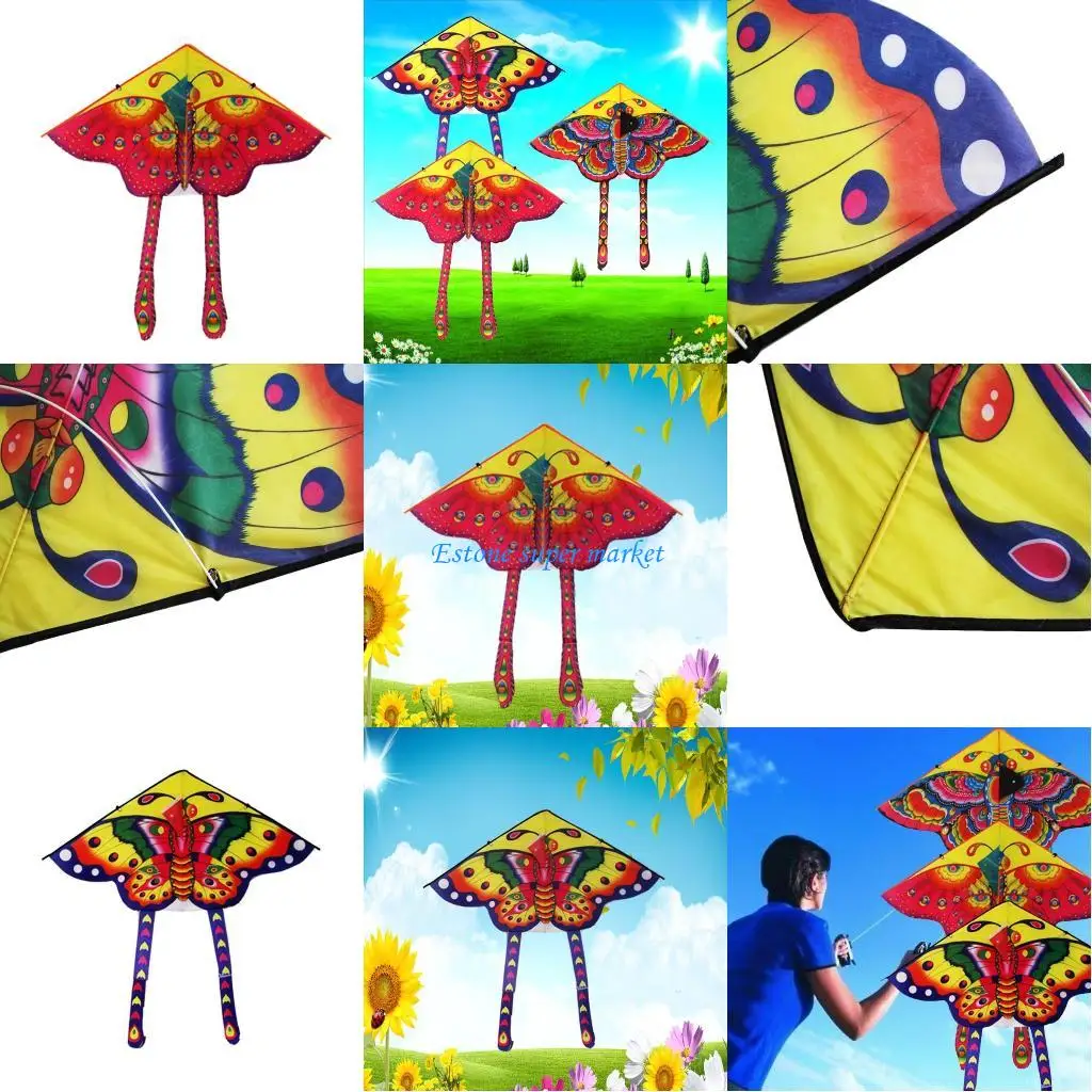 Cerf-volant coloré 090B avec longue queue en forme Triangle, cadeau pâques printemps pour garçons enfants