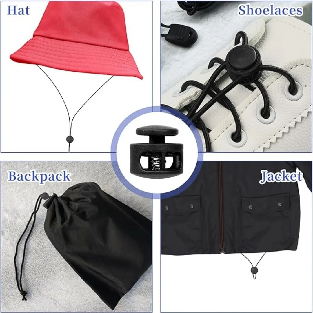 20 Stück Bunte Federkordelstopper Schnürsenkelclips Kunststoff-Seilstopper Mehrzweck-Klemmen für Rucksack Schnürsenkel Seilklemmen – Detail 2