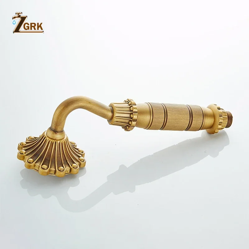 Imagem -04 - Zgrk-antique Brass Bath Shower System Grupo Torneira do Banheiro Chuva com Cabeça de Pulverização Europa Bronze Tap