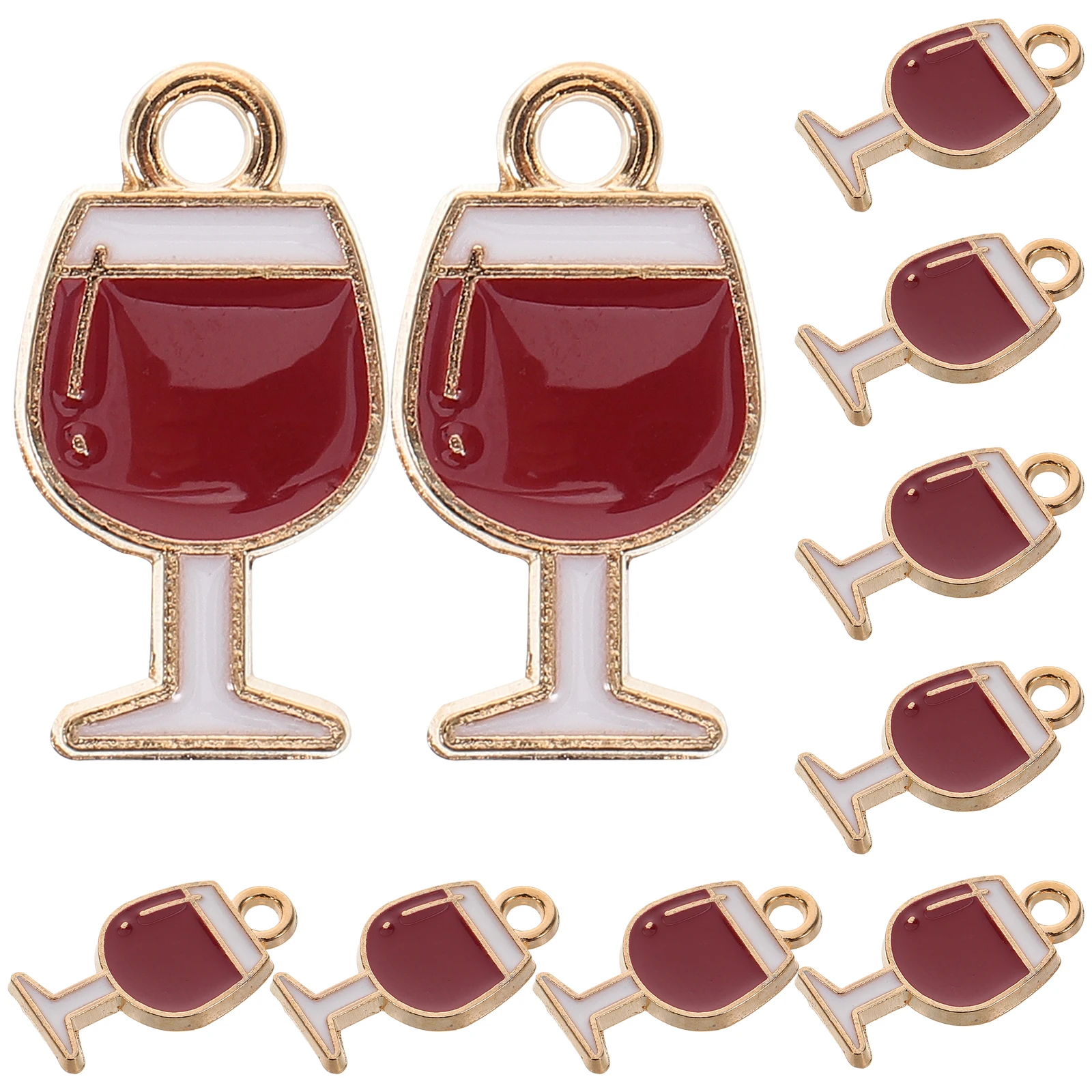 

10 Pcs Red Glass Pendant Vintage Alloy Charms for Jewelry Making Necklace Bracelet DIY Accessories Charm Cup Pendant