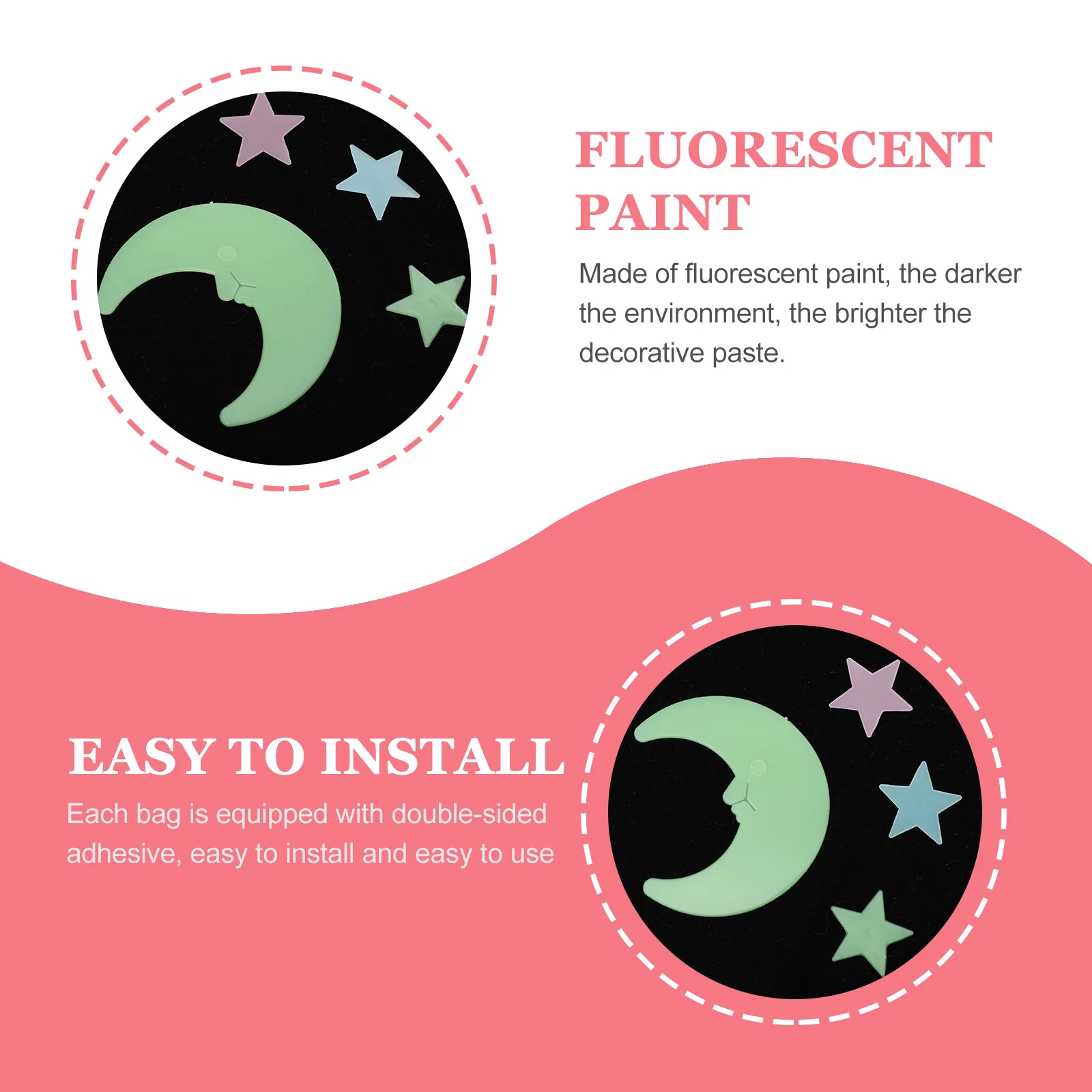 

52Pcs Glow in The Dark Moon Star Wall Stickers Luminous Ceiling Decals Kids Room Nursery Decoration Glow Moon Decal