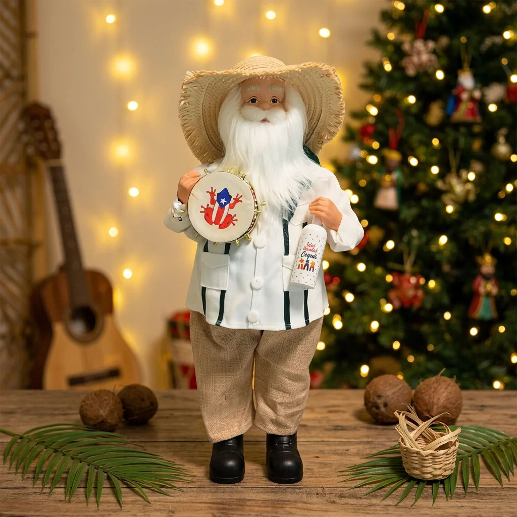 Collectors Santa Claus Figurine Puerto Rican Style Christmas Ornament for Home Party Gift Detailed 24cm Holiday Decoration