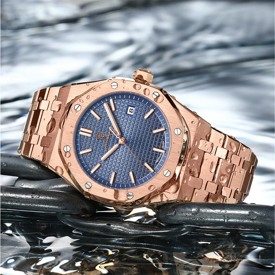 POEDAGAR ساعة رجالية فاخرة مقاومة للماء مضيئة تاريخ الرجال ساعة الفولاذ المقاوم للصدأ ساعة رجالية رياضية موضة ساعات كوارتز رجالية