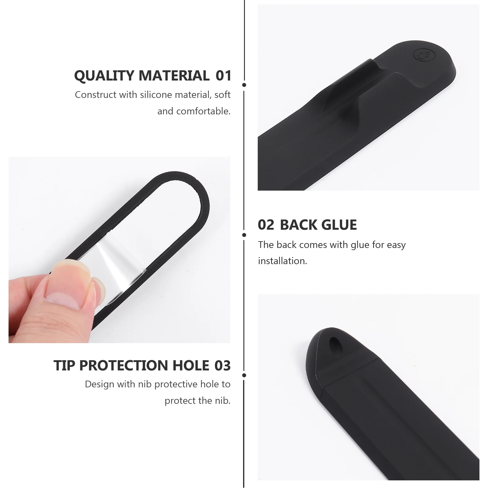 

1pc Pencil Holder for Pencil 1 2 Black Silicone Stylus Case with Protection Magnetic Tablet Pen Slot