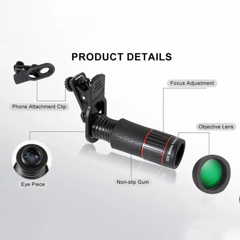Universal HD Optical Cell Phone Lens Telephoto Lens Monocular Monocular Zoom Cell Phone Lens 32X Tripod Mobile Phone Lenses