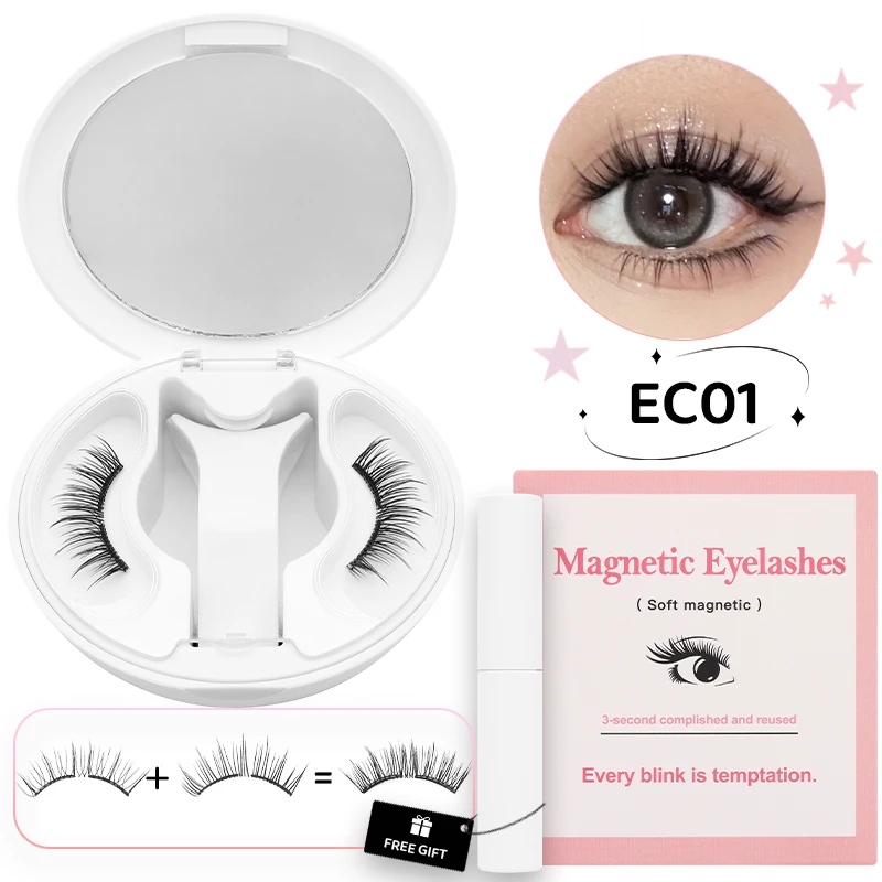 DINGSEN Weiche magnetische Wimpern mit Kleber-Set, wiederverwendbare magnetische Wimpern, Pinzetten-Set, Wimpern, handgefertigt, 3D-natürliche magnetische Pinzette – Detail 8