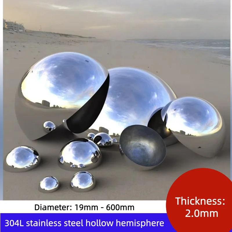 D19mm-650mm SUS304 2.0mm Stainless Steel Mirror Hollow Decorative Spherical Steel Pipe Head Mirror Hemisphere