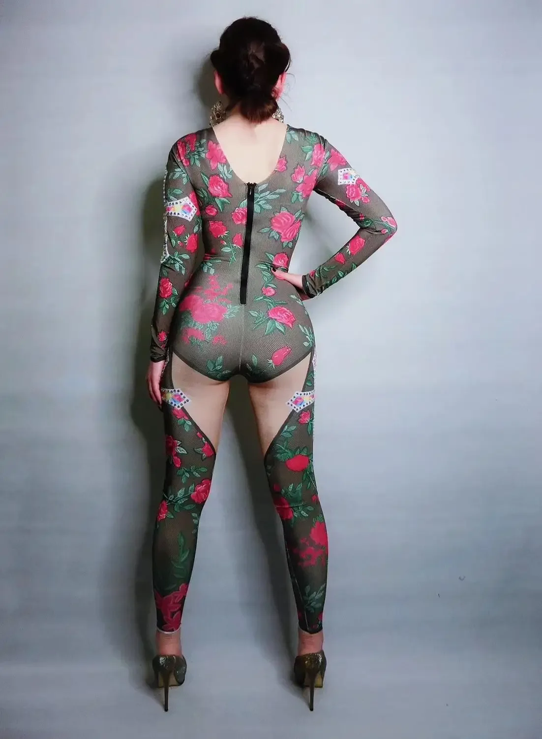 New Sexy Pole Dance Clothing Women Embroidered Diamond Jumpsuit Nightclub Party Dj Ds Wear Female Stage Costume Rave Outfit