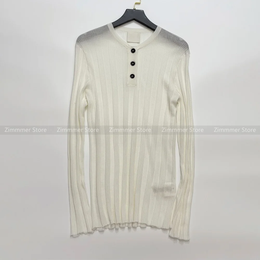 

Solid colour simple versatile round neck slimming thin pit stripe long sleeve stretch ribbed knit tops